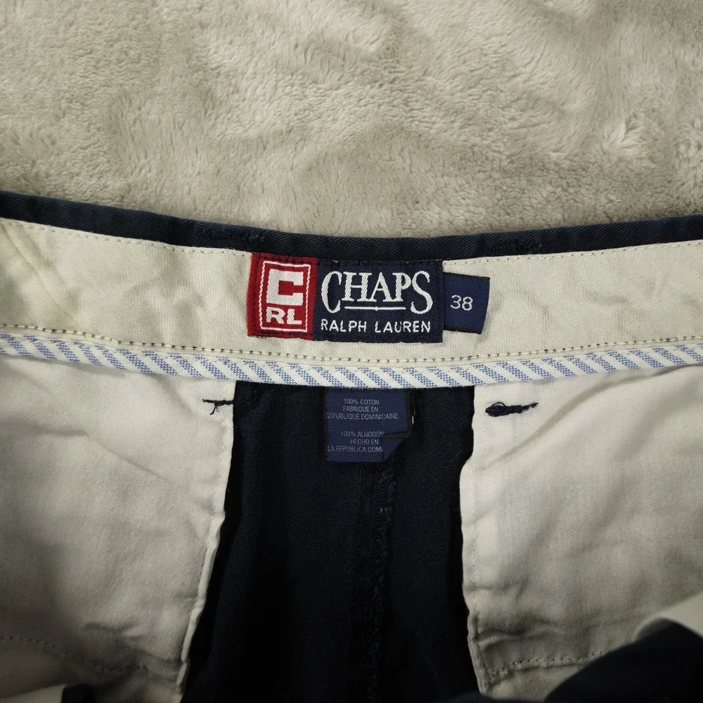 Chaps Ralph Lauren Vintage Pleat Front Shorts Mens' 38 Navy Blue Nautical Preppy